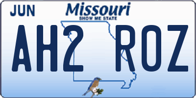 MO license plate AH2R0Z