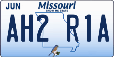 MO license plate AH2R1A