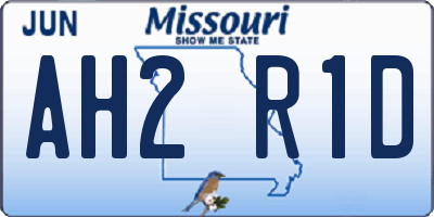 MO license plate AH2R1D