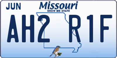 MO license plate AH2R1F