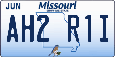 MO license plate AH2R1I