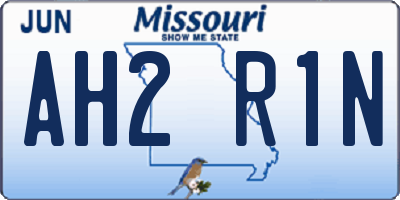 MO license plate AH2R1N