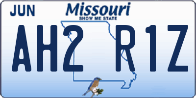 MO license plate AH2R1Z