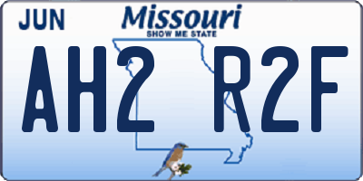 MO license plate AH2R2F