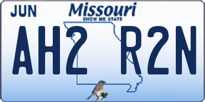 MO license plate AH2R2N