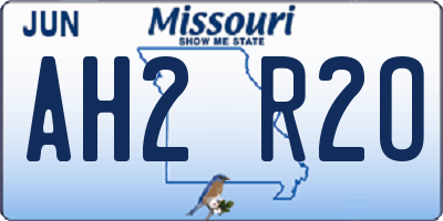 MO license plate AH2R2O