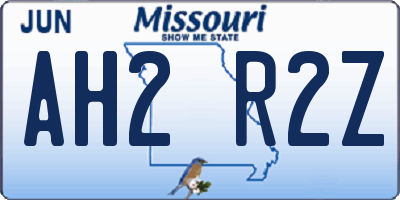 MO license plate AH2R2Z