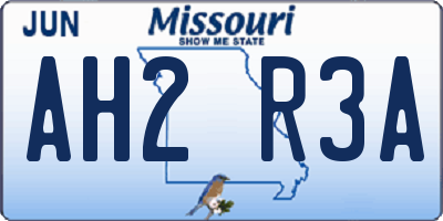 MO license plate AH2R3A