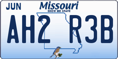 MO license plate AH2R3B