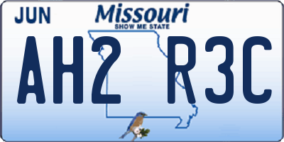 MO license plate AH2R3C