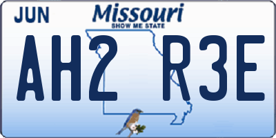 MO license plate AH2R3E