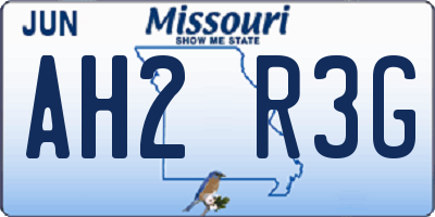 MO license plate AH2R3G