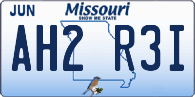 MO license plate AH2R3I