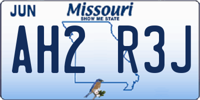 MO license plate AH2R3J
