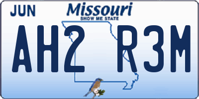 MO license plate AH2R3M