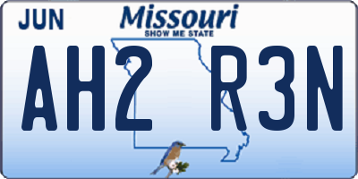 MO license plate AH2R3N