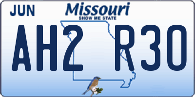 MO license plate AH2R3O