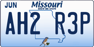 MO license plate AH2R3P