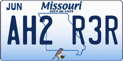 MO license plate AH2R3R