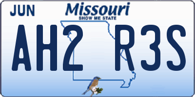 MO license plate AH2R3S