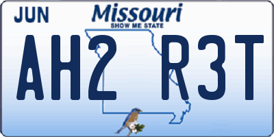 MO license plate AH2R3T