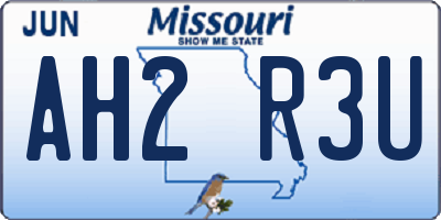 MO license plate AH2R3U