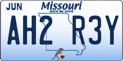MO license plate AH2R3Y