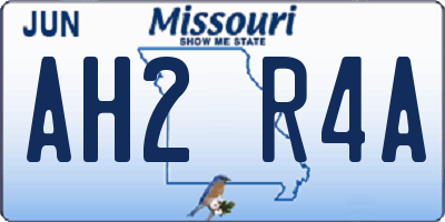 MO license plate AH2R4A