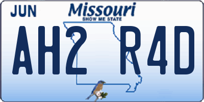 MO license plate AH2R4D