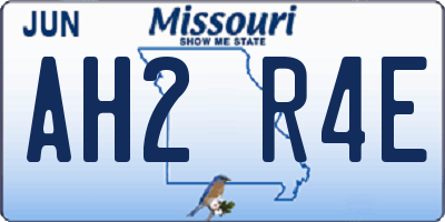 MO license plate AH2R4E