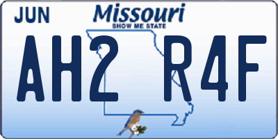 MO license plate AH2R4F