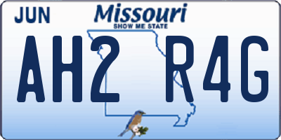 MO license plate AH2R4G