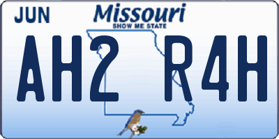 MO license plate AH2R4H