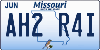 MO license plate AH2R4I