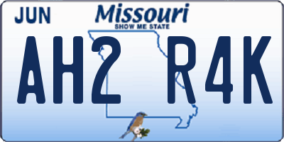 MO license plate AH2R4K