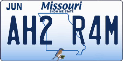 MO license plate AH2R4M