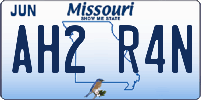 MO license plate AH2R4N