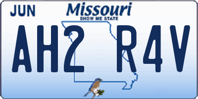 MO license plate AH2R4V