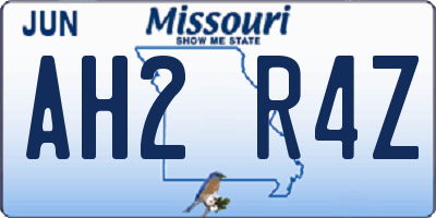 MO license plate AH2R4Z