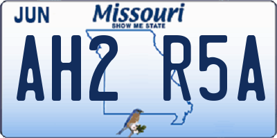 MO license plate AH2R5A