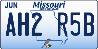 MO license plate AH2R5B