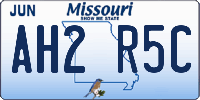MO license plate AH2R5C