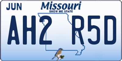 MO license plate AH2R5D