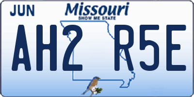 MO license plate AH2R5E