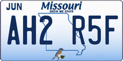 MO license plate AH2R5F