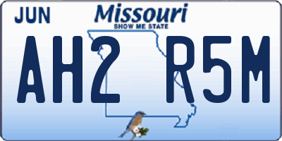 MO license plate AH2R5M