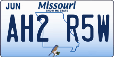 MO license plate AH2R5W