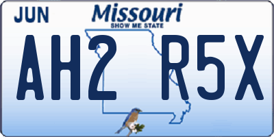 MO license plate AH2R5X