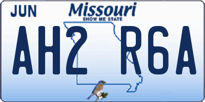 MO license plate AH2R6A