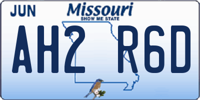 MO license plate AH2R6D